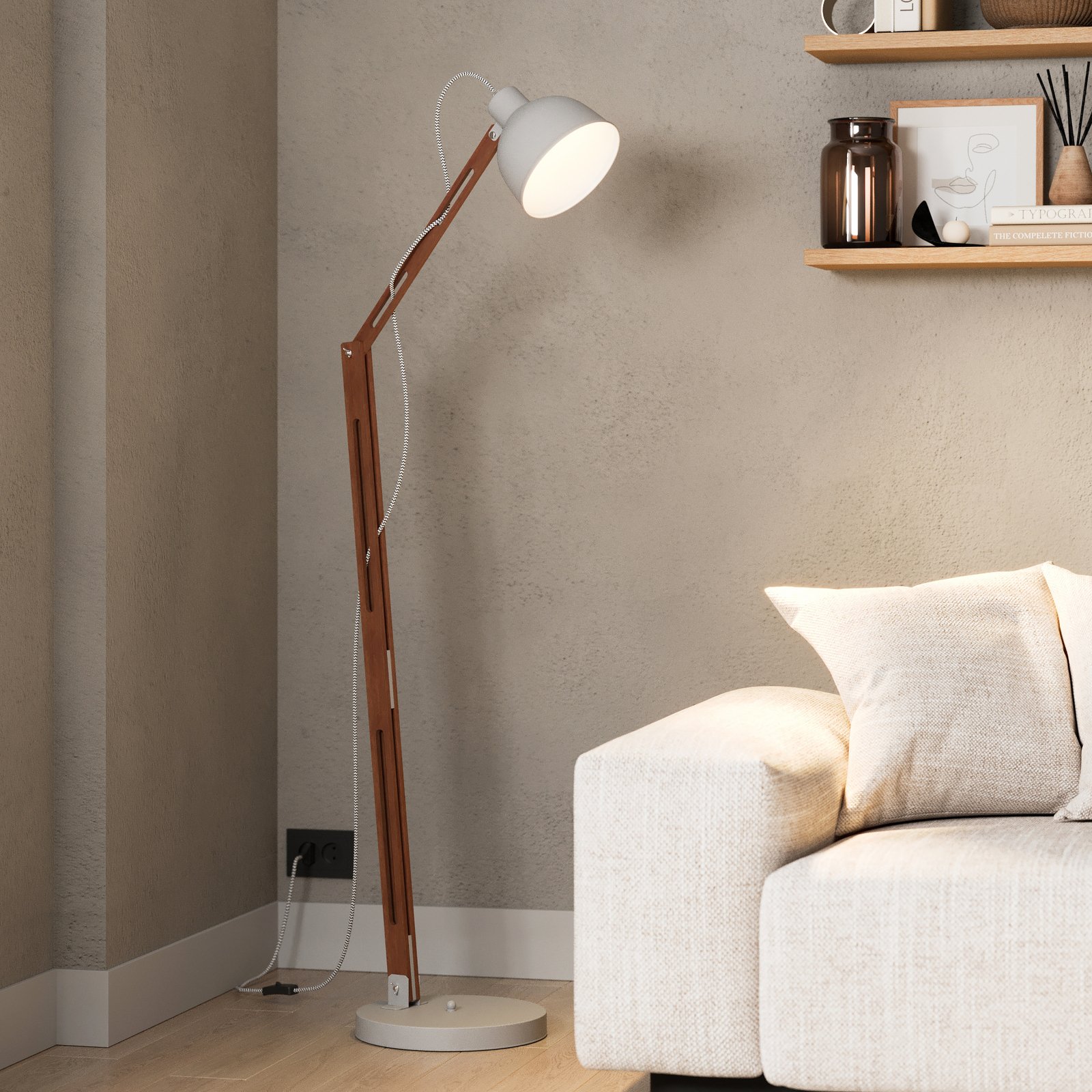 Skansen floor lamp, adjustable, grey