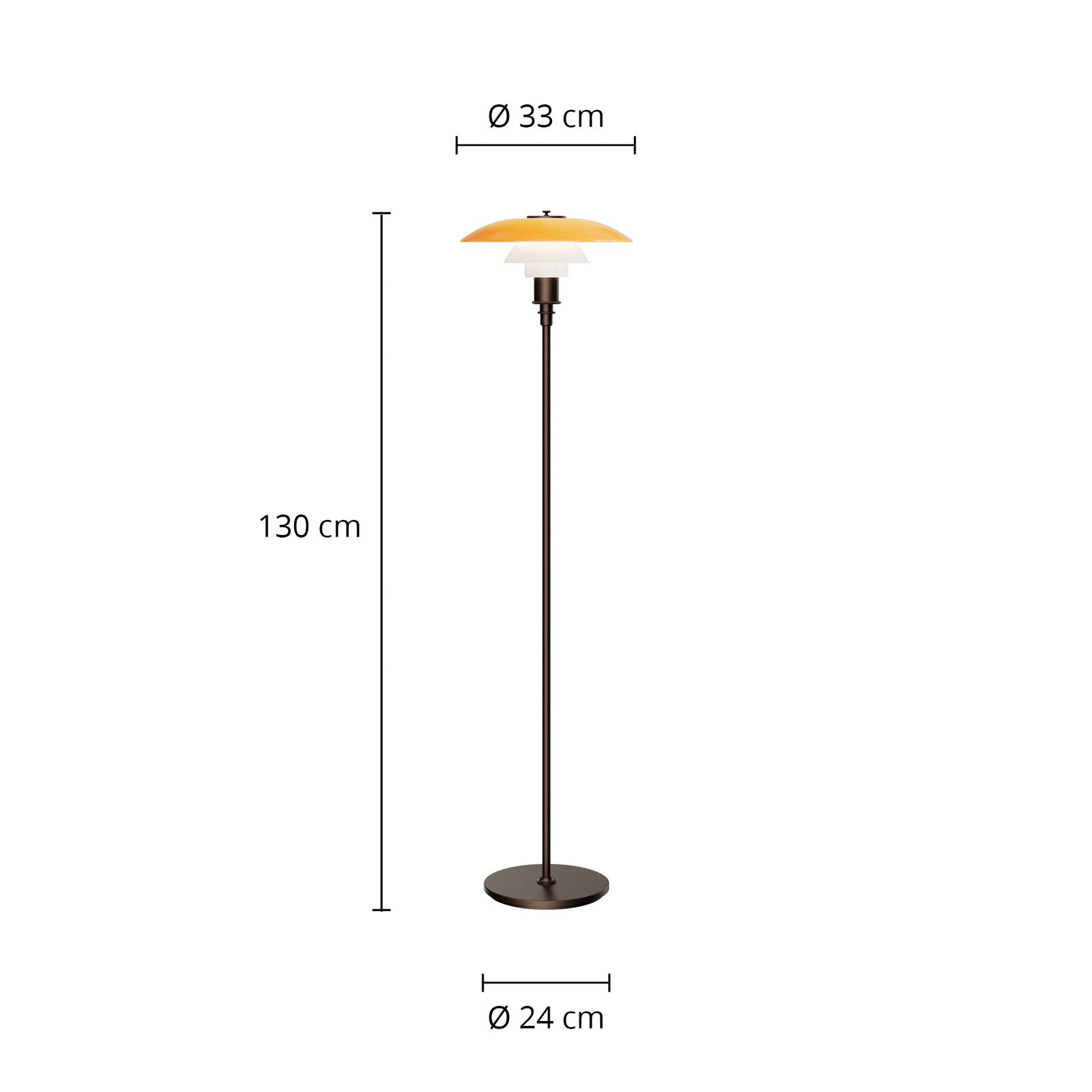 PH 3½-2½ stojacia lampa, brúsená mosadz, jantár - Louis Poulsen PH 3½-2½ stojacia lampa, brúsená mosadz, jantár - Louis Poulsen