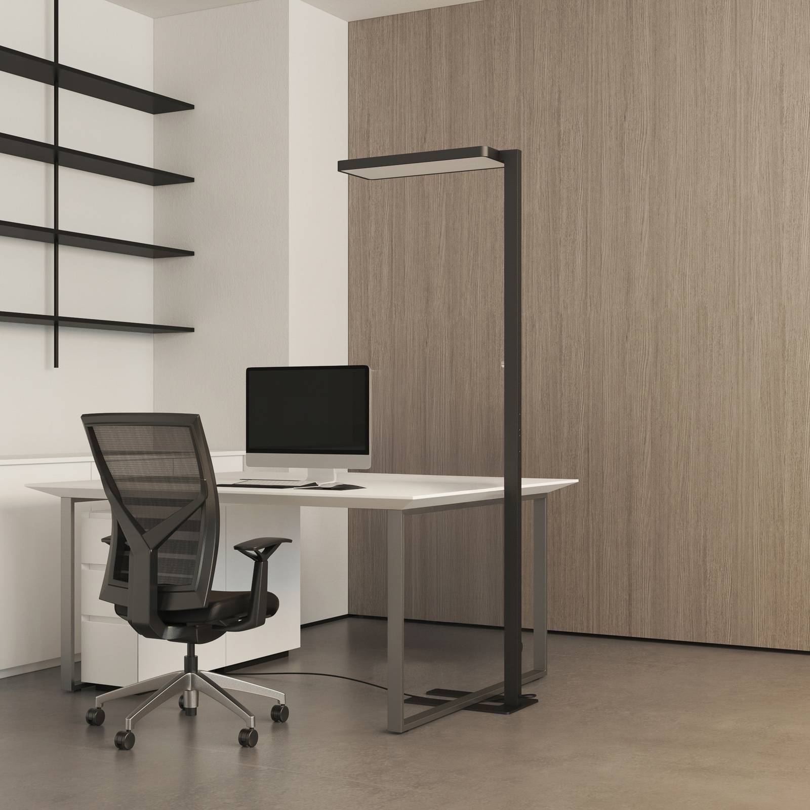 Arcchio lampa stojąca LED Timon, 54W, czarna, wysokość 195 cm