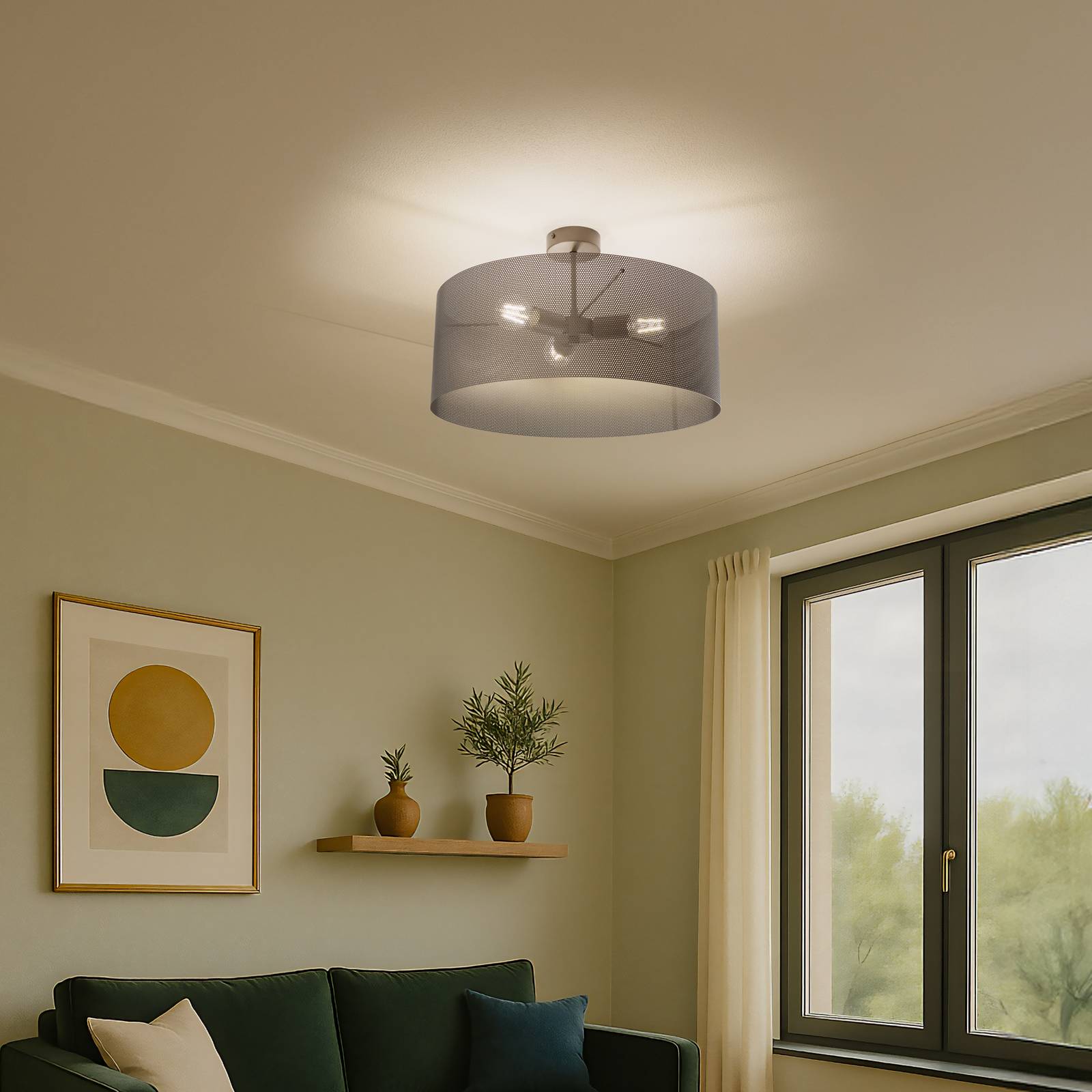 Deckenlampe Zofia, kaffeebraun, Metall, Ø 50 cm, 3-flg., E27 günstig online kaufen