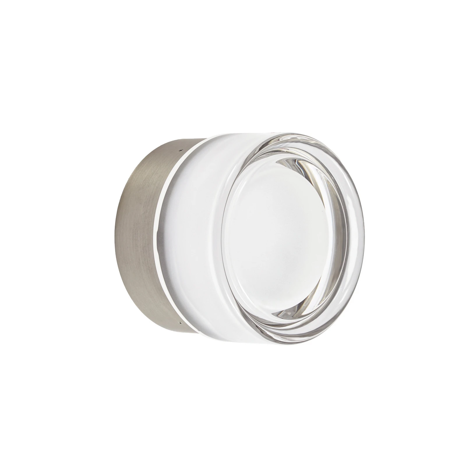 Lucande LED-vegglampe Somber, nikkel/klar, Ø 12,5 cm, IP44