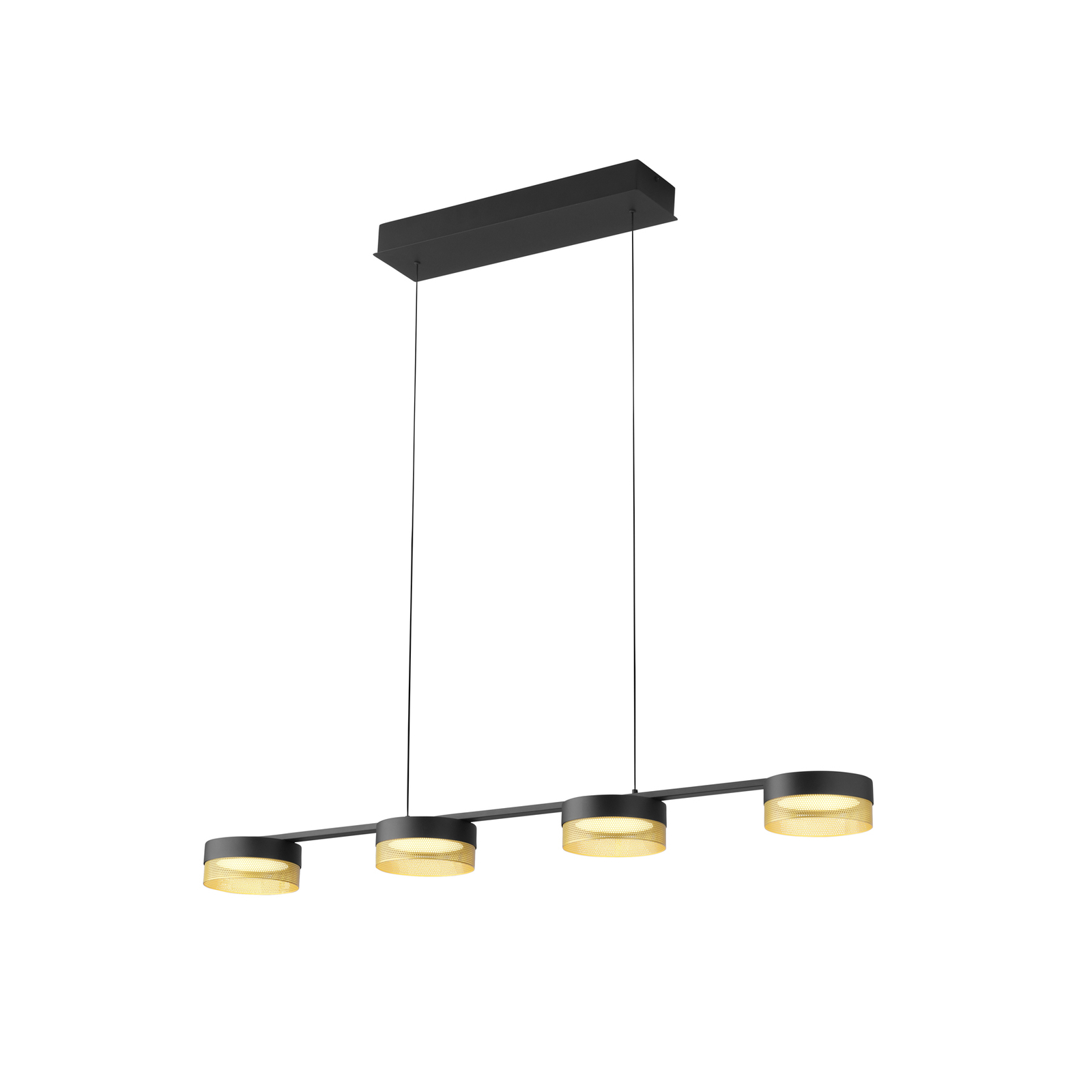 LED hanglamp Mesh 4-lamps dimmer, zwart/goud