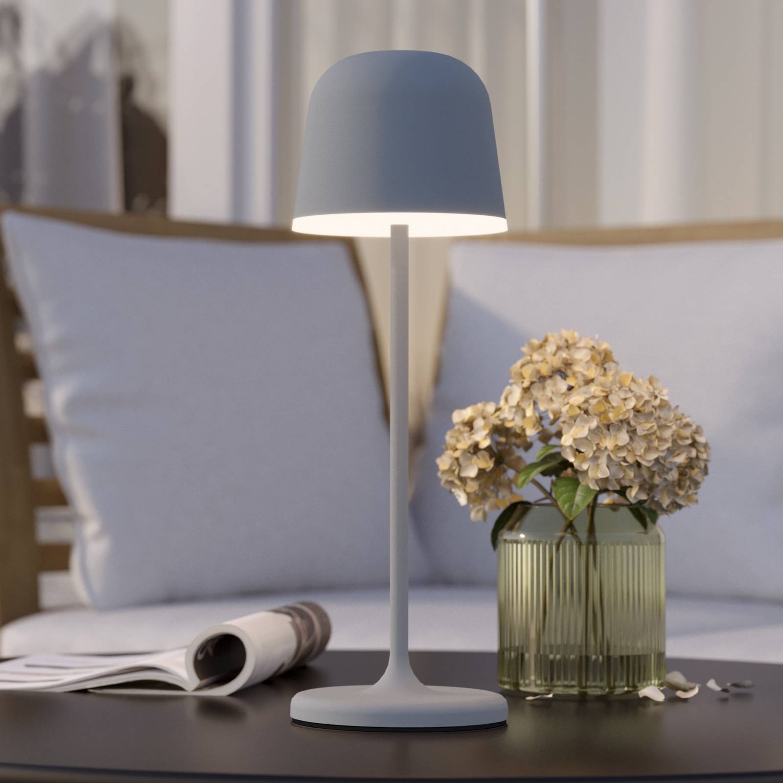 LED-Tischleuchte Mannera mit Akku, grau günstig online kaufen