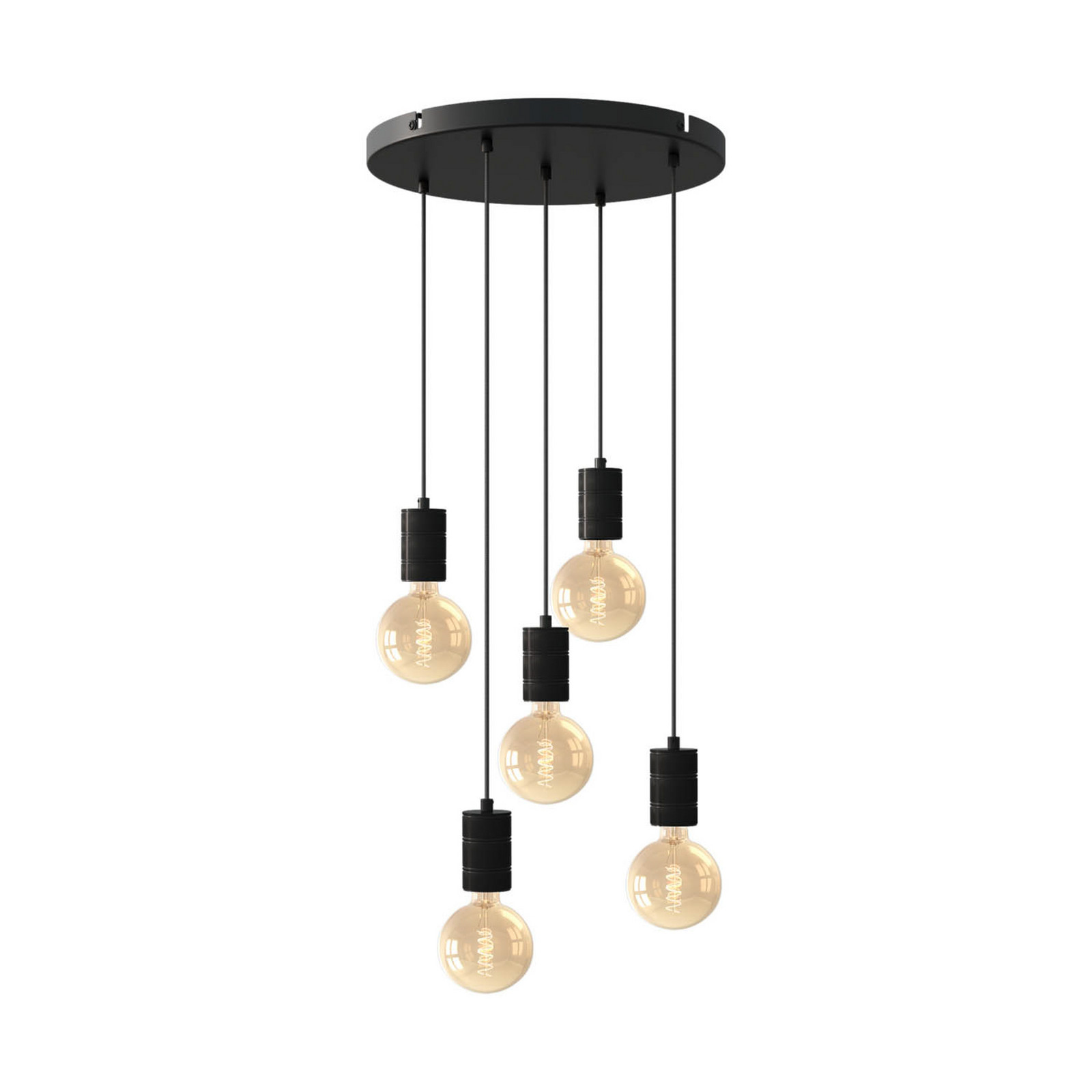 Calex Retro lampă suspendată rotundă 5 bec negru