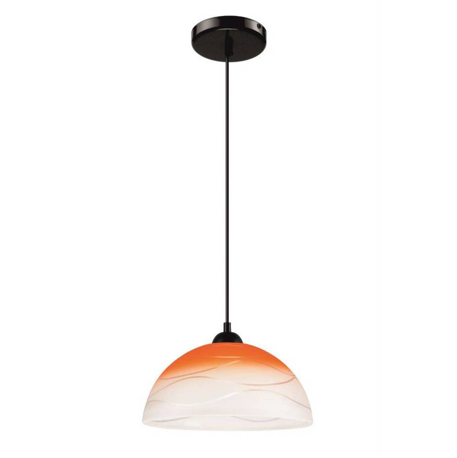 Euluna Fibi pendant lamp, glass, wave motif, orange, for Living / Dining Room, metal, glass, E27, 60 W