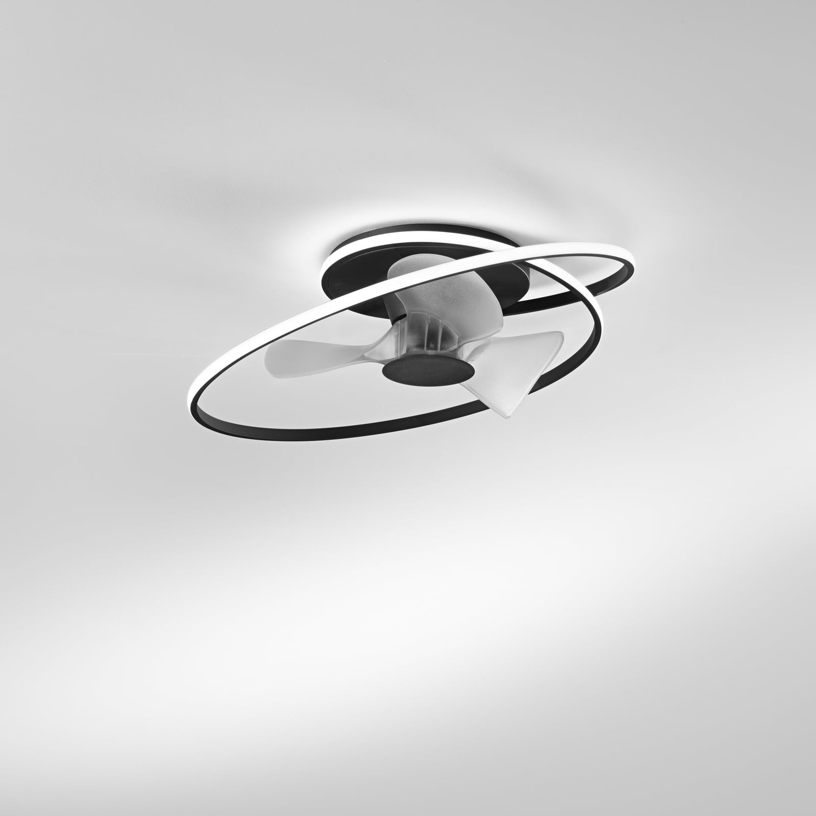 LED-kattotuuletin Storm, musta/valkoinen, Ø 77 cm CCT, hiljainen