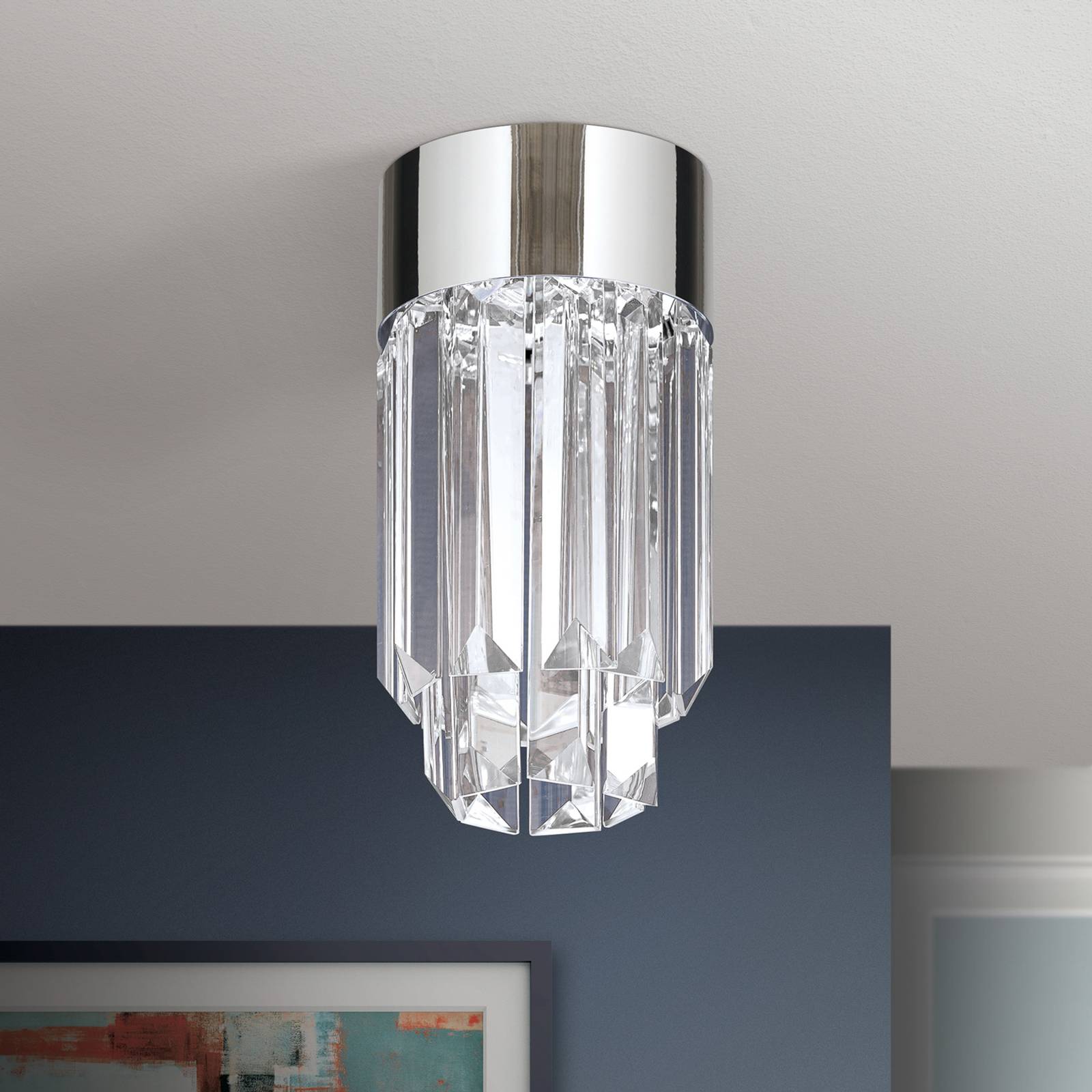 Lampa sufitowa Prism, szkło kryształ, Ø10cm chrom
