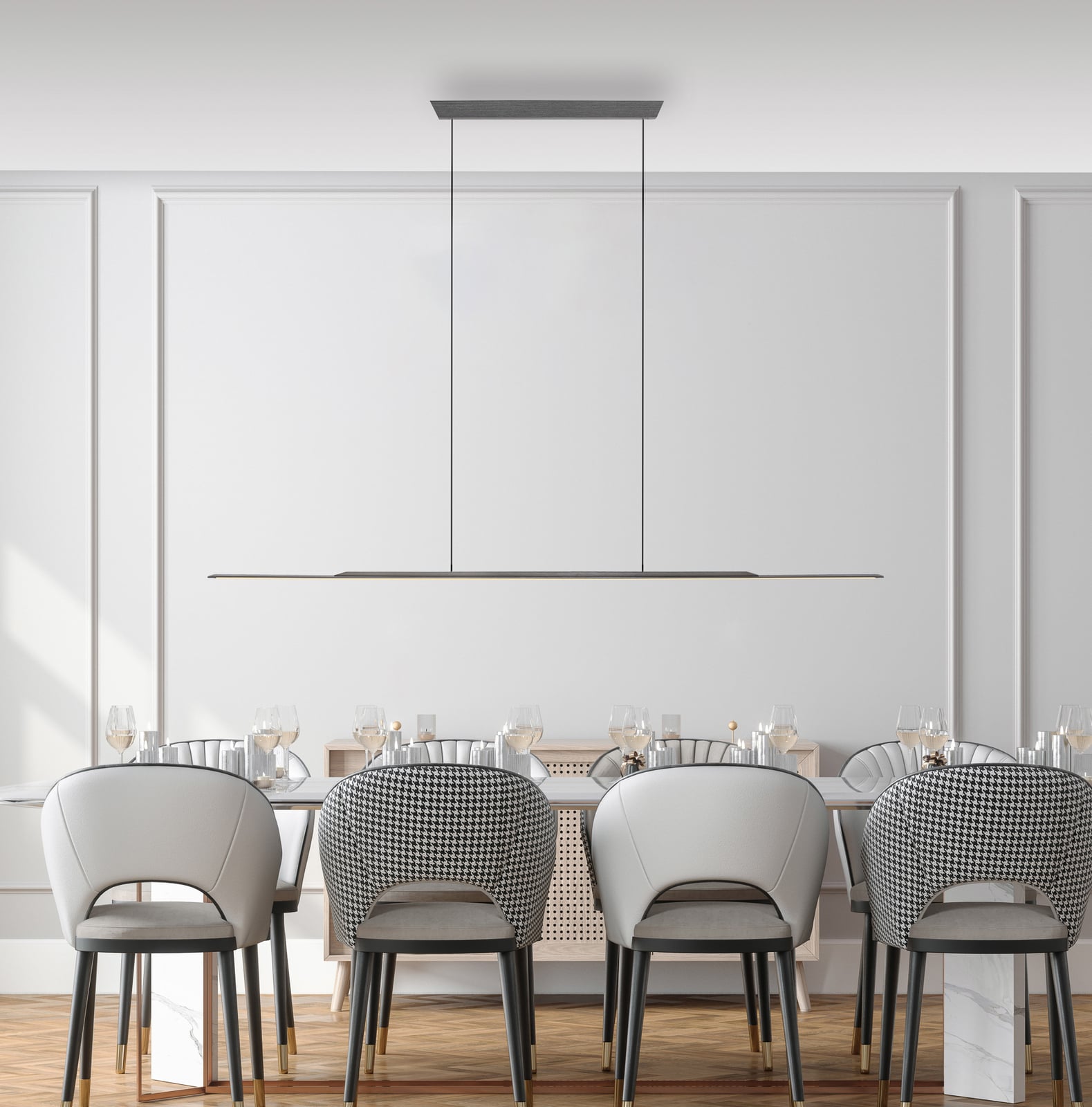 Surface LED-Hängelampe, grau, 160cm, Alu, 3.000 K - PURE