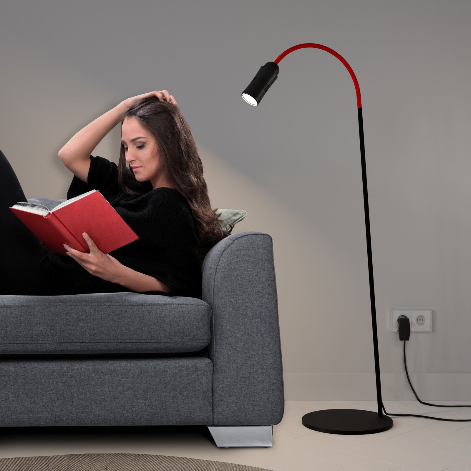 Neo! Floor lampadaire LED dimmable noir/rouge