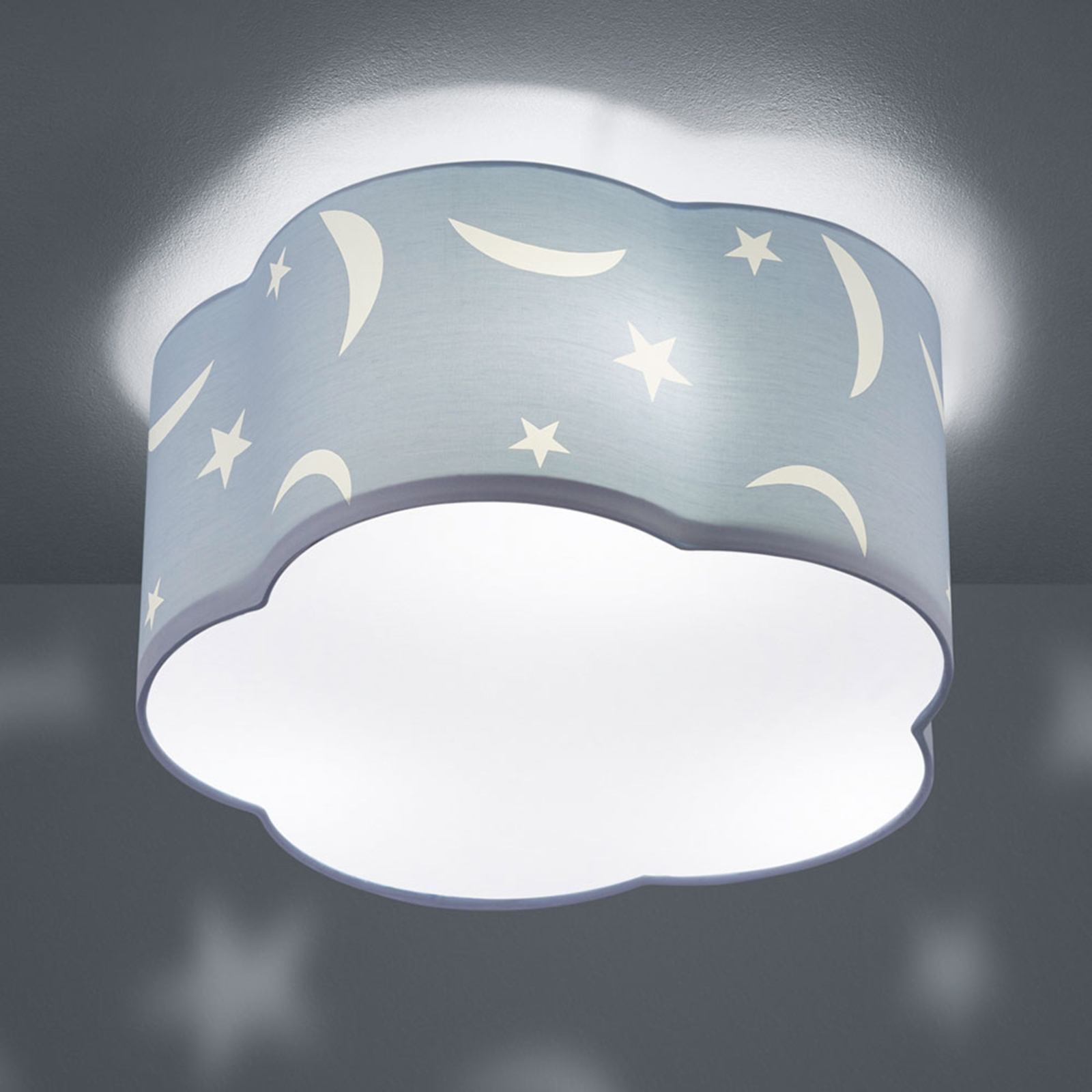 Taklampe Moony til barnerommet pastellblå
