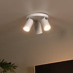 Spot pour plafond Punch, à 3 lampes, ronde, blanc