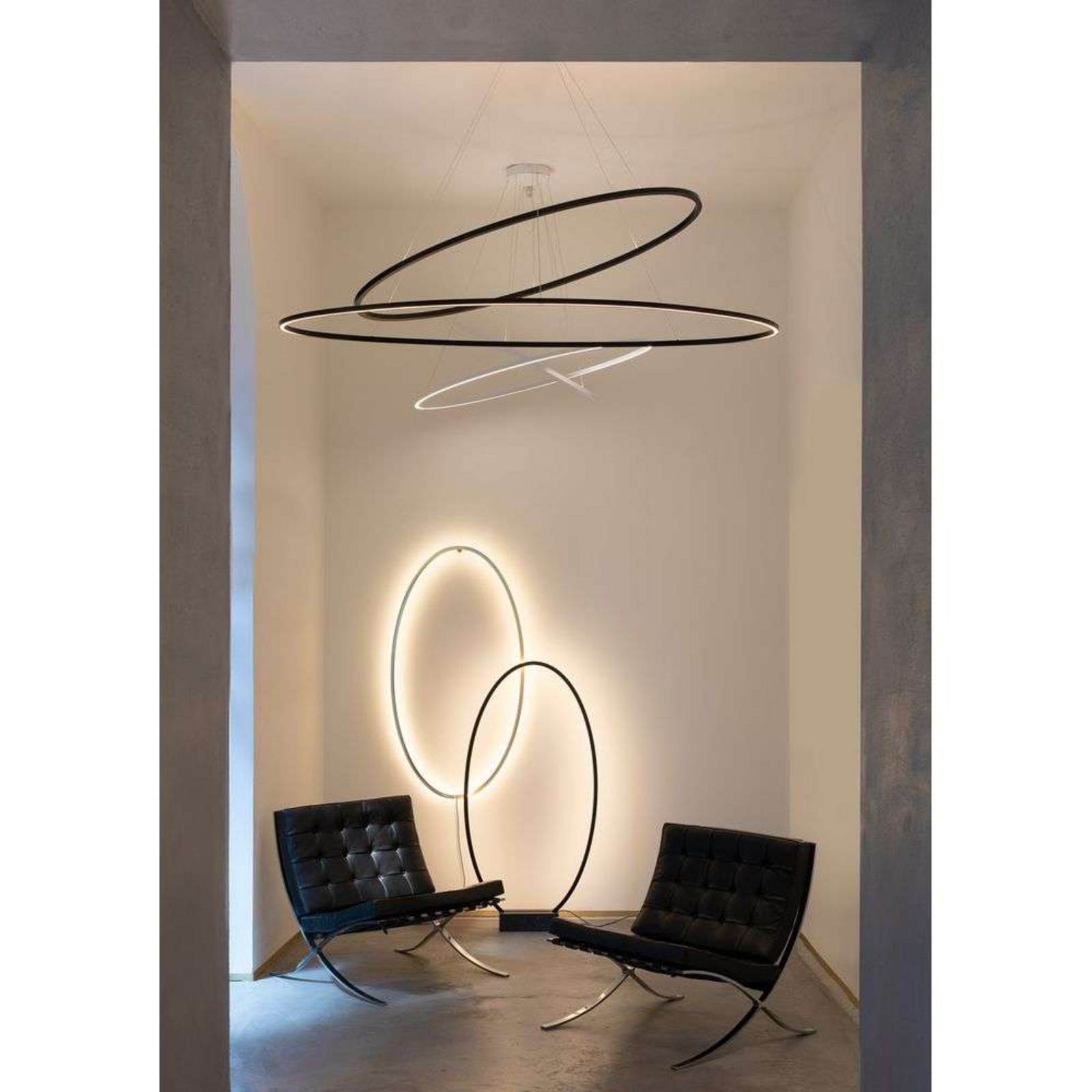 Ellisse Double Pendant Aluminium - Nemo Lighting