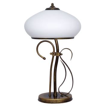 493 bordlampe, opalglass/antikk gull, høyde 60 cm