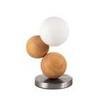Micky table lamp, light wood/nickel, wood, dimmable, G9