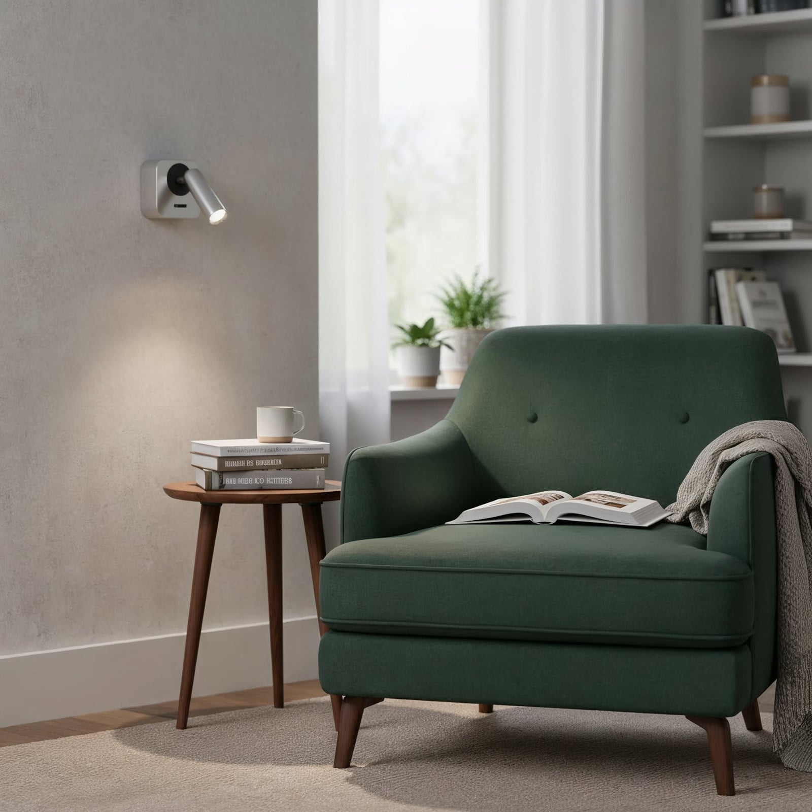 Spot LED de perete Ideal Lux Bean, culoare nichel, lățime 7 cm