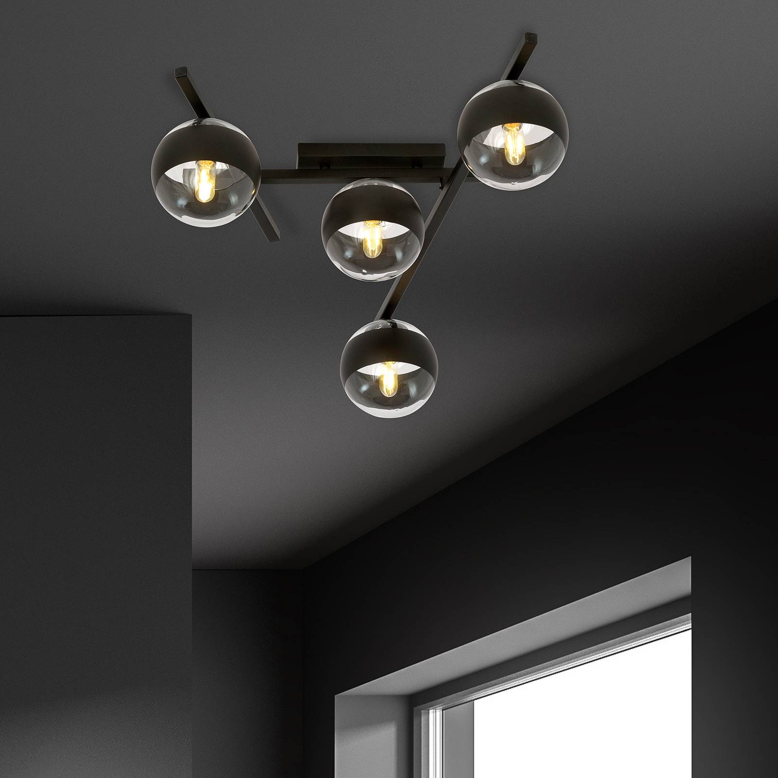 emibig lighting plafonnier smart, noir/clair, à 4 lampes