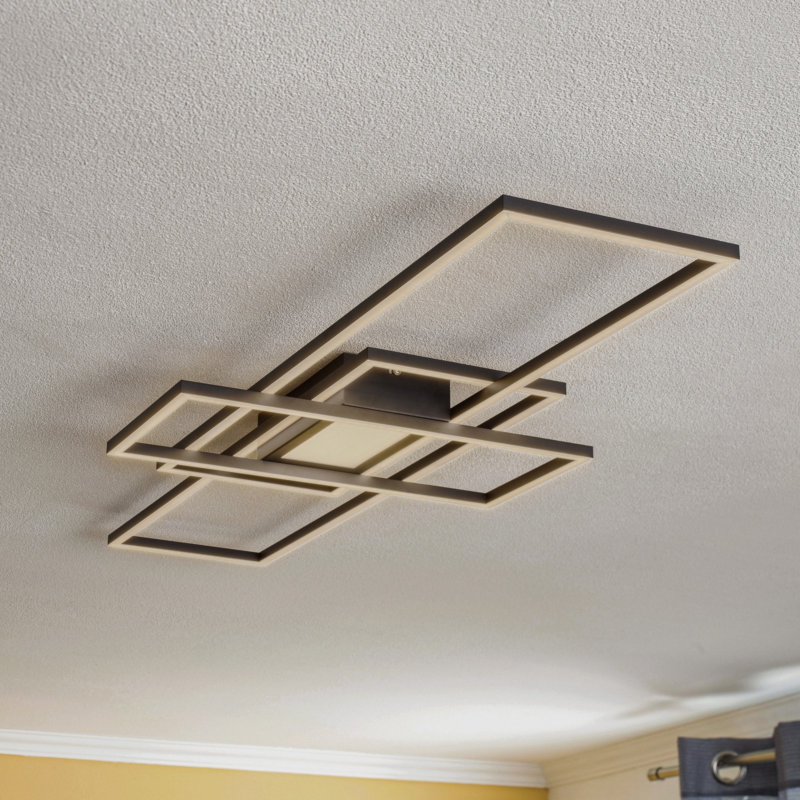 Lindby Ismera Plafonieră cu LED cu 3 rame antracit - Camera de zi / sufragerie - Modern - negru mat - Metal