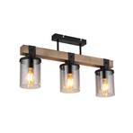 Lila ceiling light with a wooden beam, 3-bulb
