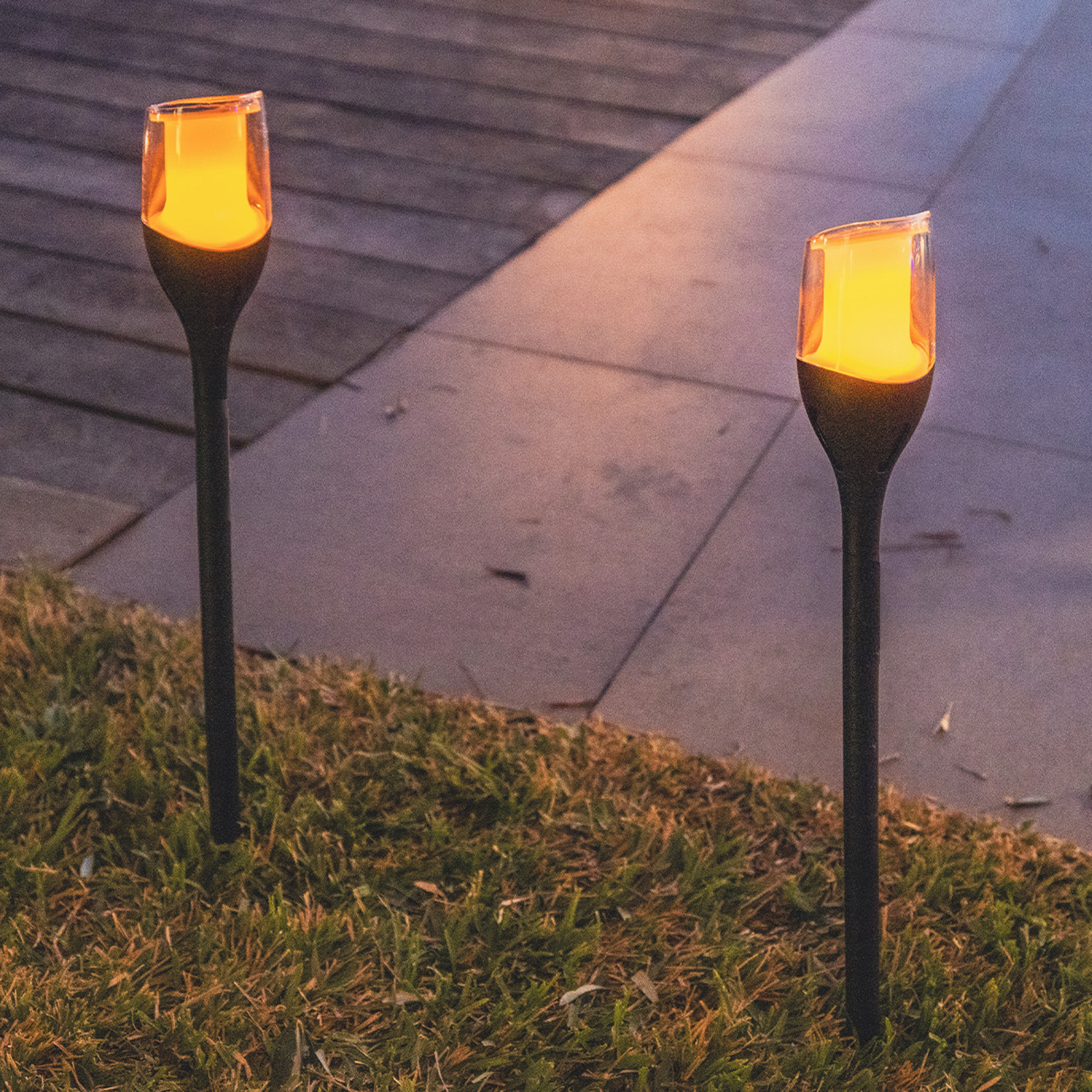 FARELY LED ground spike lamp, black, height 60 cm, set of 4