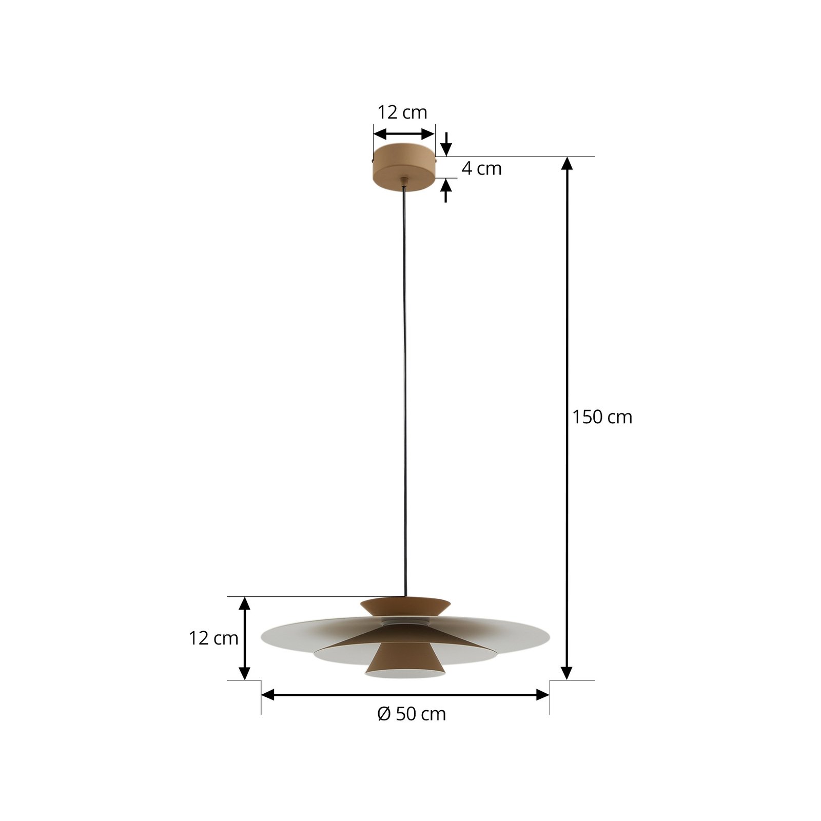 Lucande LED-pendellampe Livie, beige, aluminium, Ø 50 cm