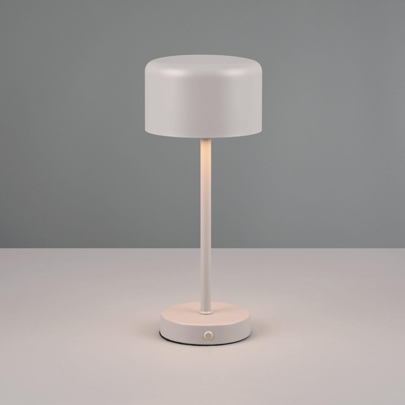 Jeff LED-es újratölthető asztali lámpa, szürke, magasság 30 cm, fém