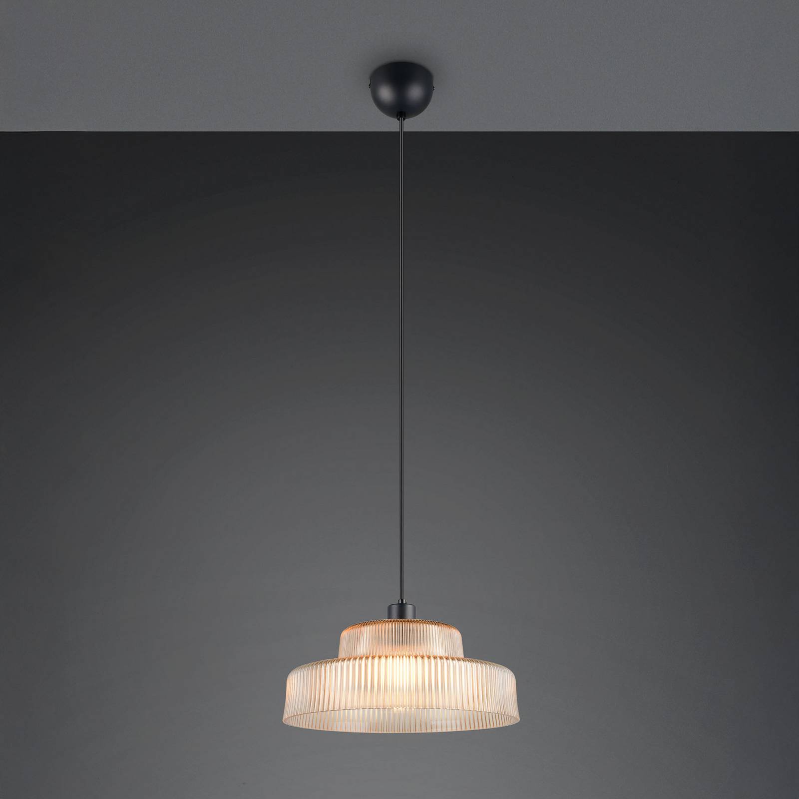 Reality Leuchten Suspension Abella, ambre, Ø 35 cm, verre, E27