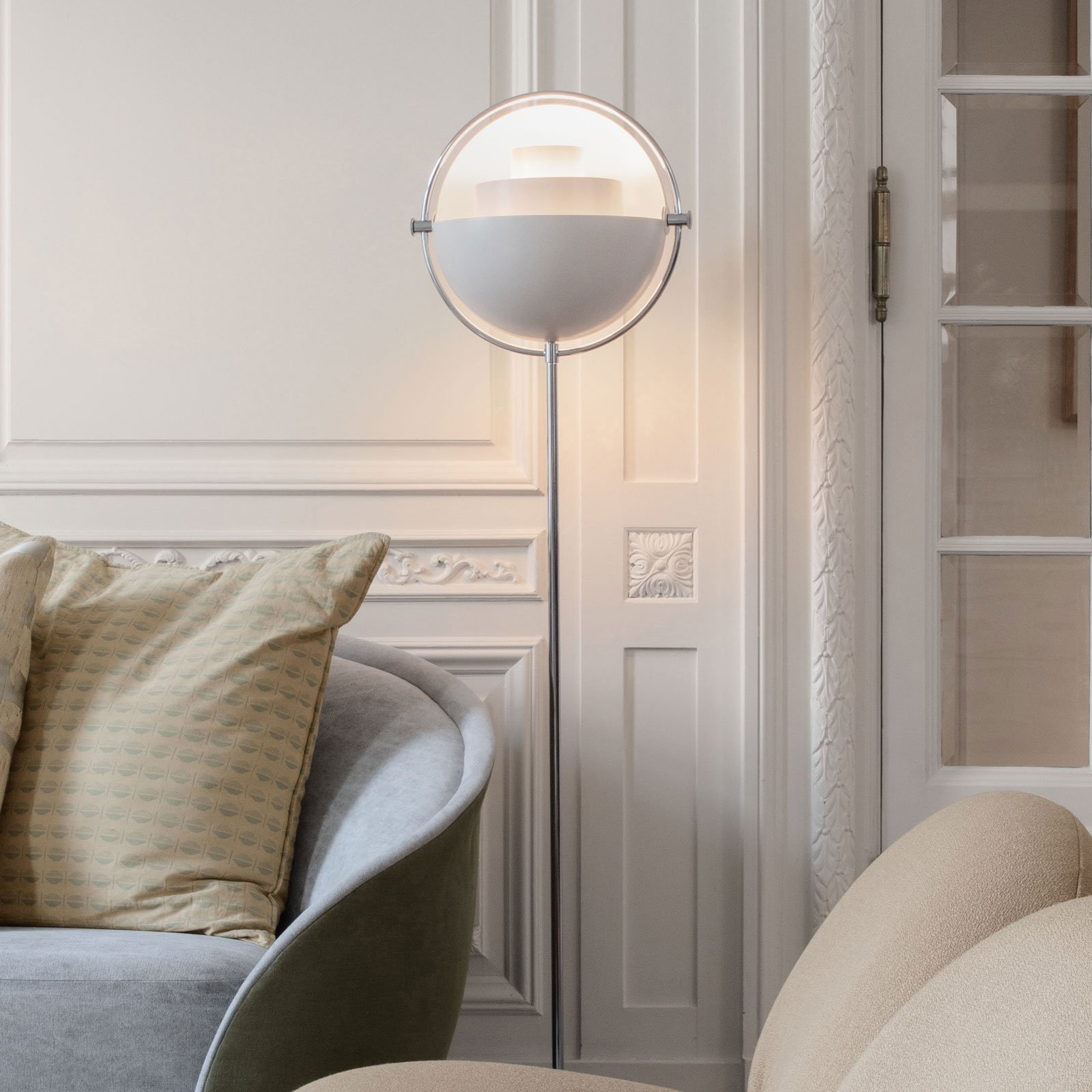 Multi-Lite Lampadaire Chrome/Blanc - GUBI