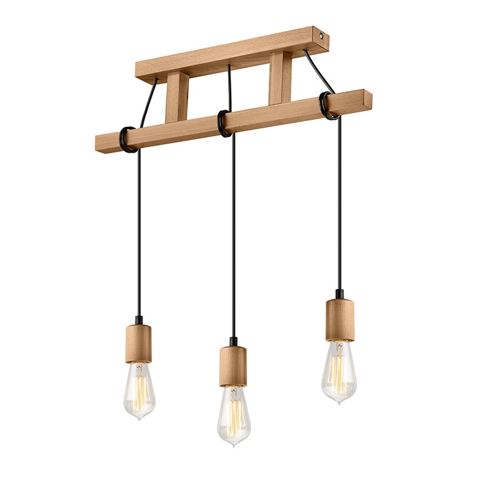 Tyske hanging light, wood, 3-bulb, olive Tyske hanging light, wood, 3-bulb, olive