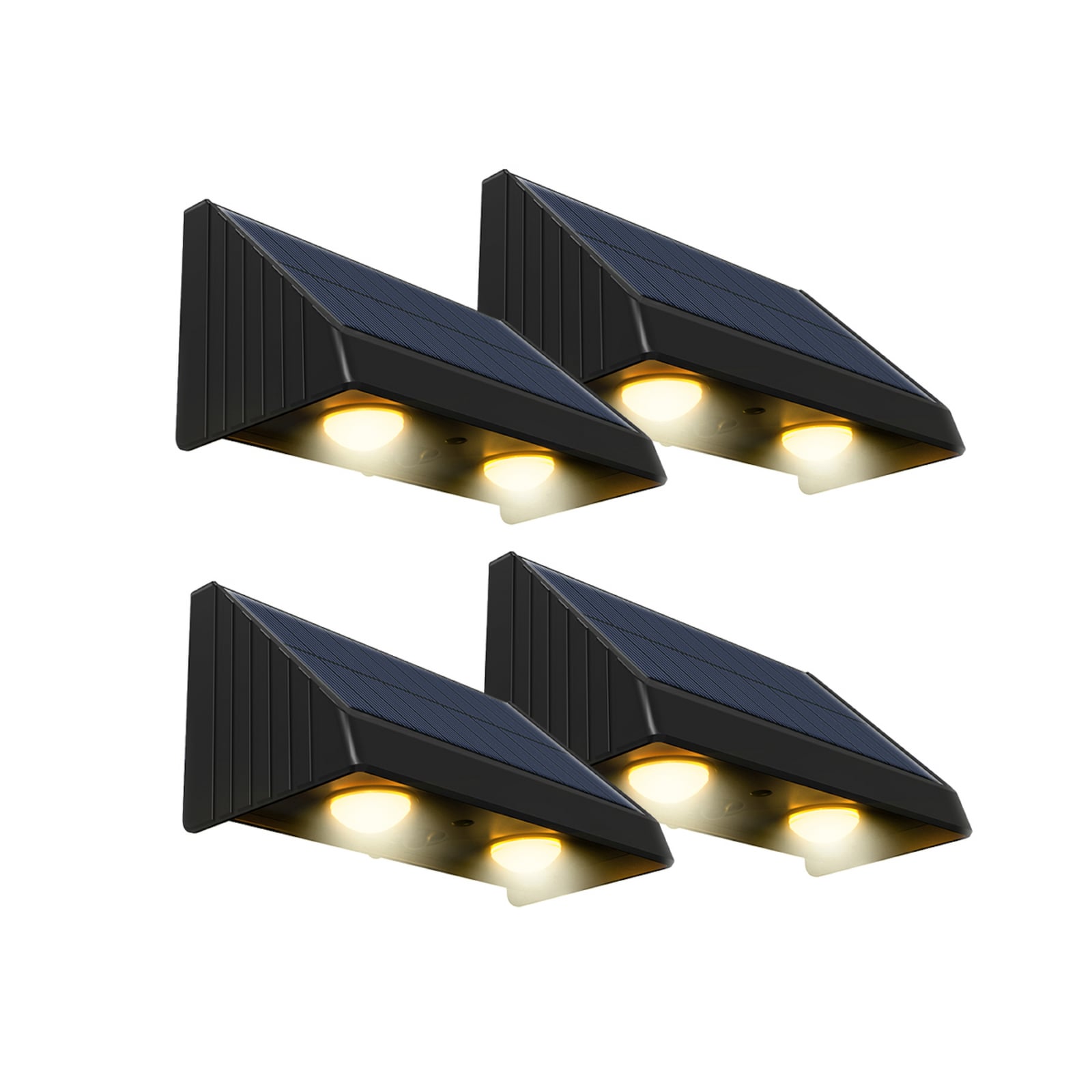 Kyla LED solar wall lamp, black, width 11 cm, set of 4