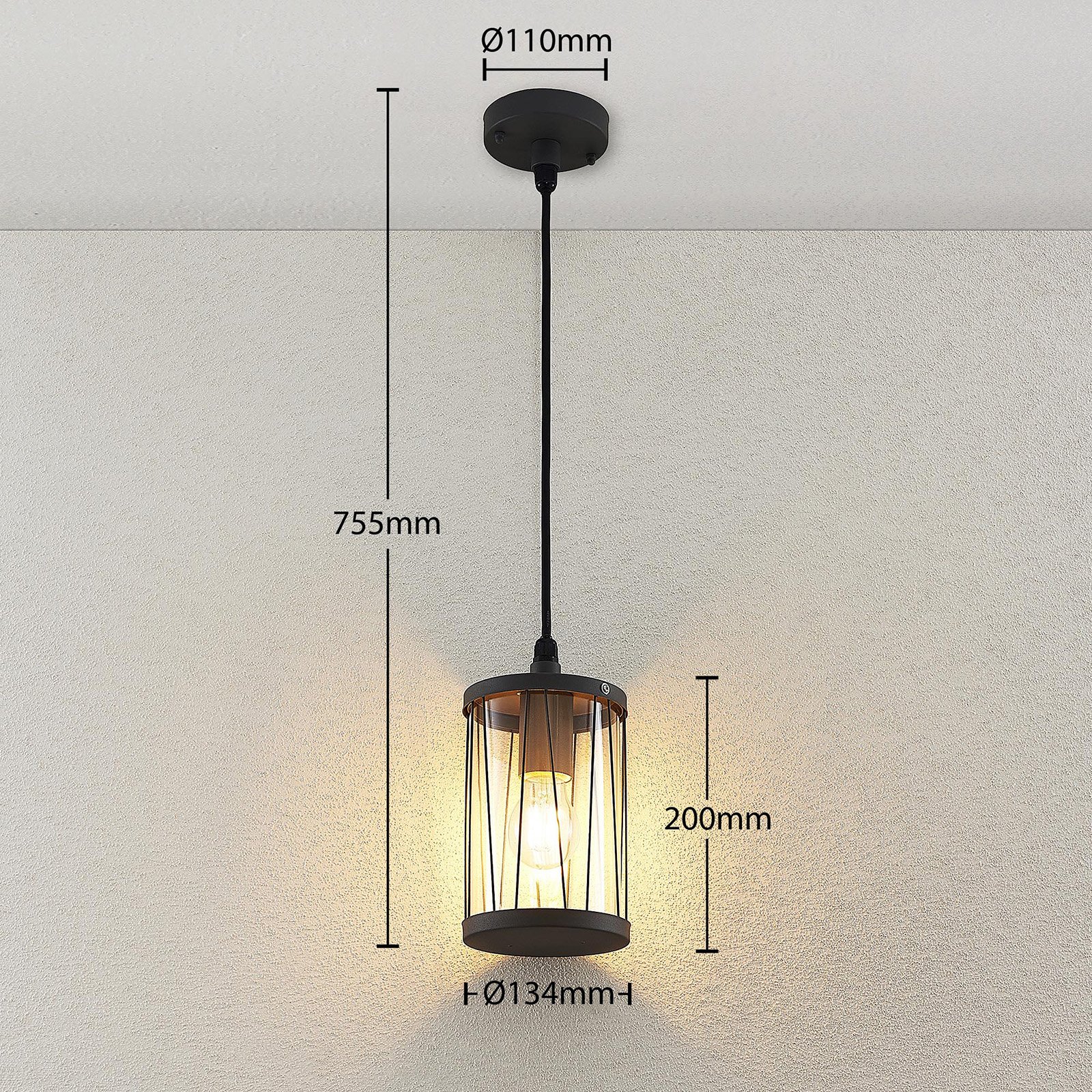 Yonan Udendørs Pendant Dark Grey/Clear - Lindby