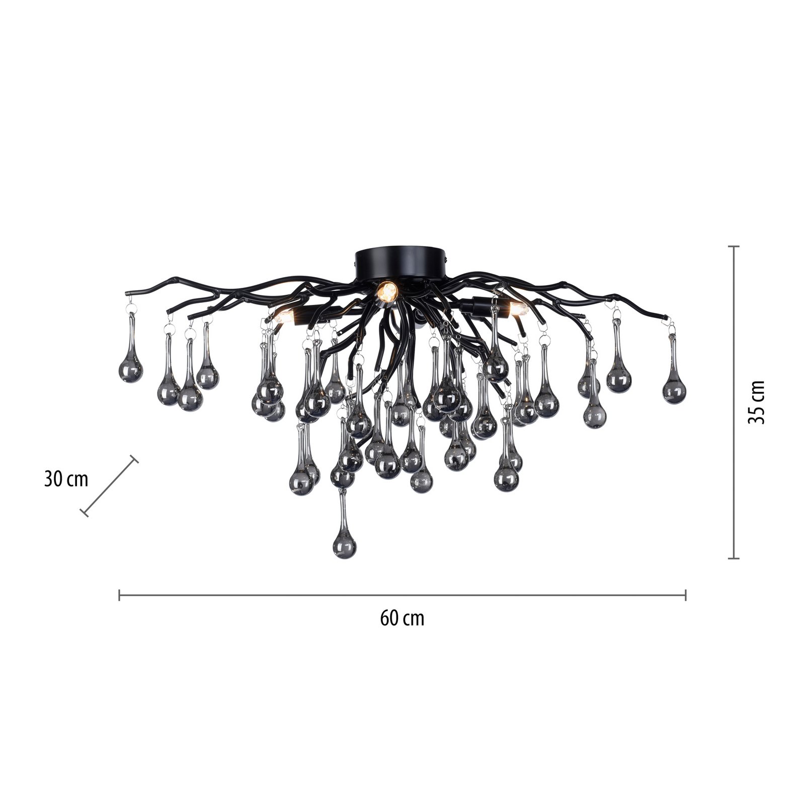 Paul Neuhaus ceiling light Icicle, 4-bulb, black