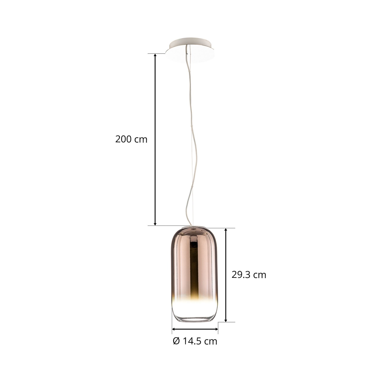 Artemide Gople Mini závěsné světlo měď/stříbrná