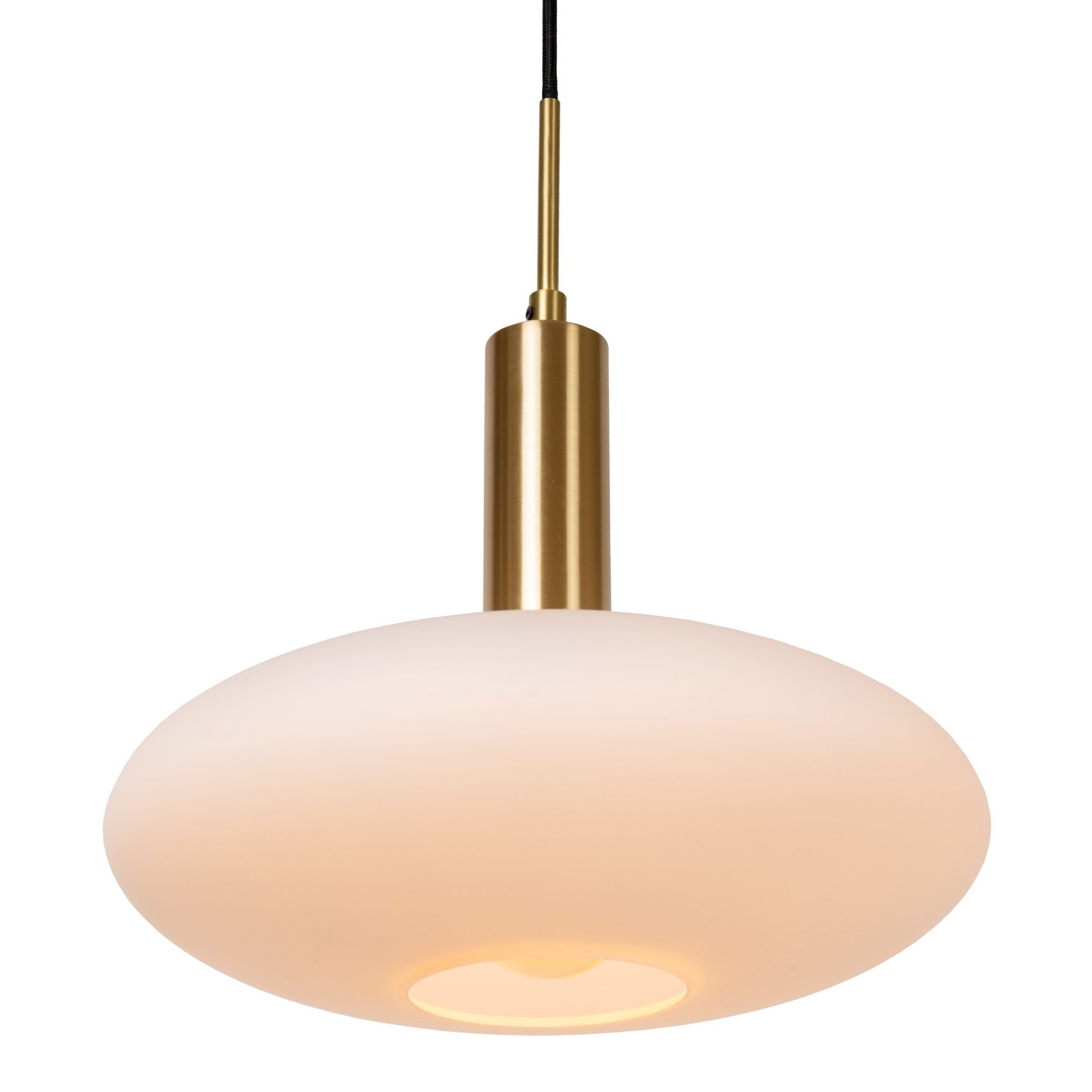 Singala glass pendant light, Ø 30 cm, 110 cm, opal, 3-bulb