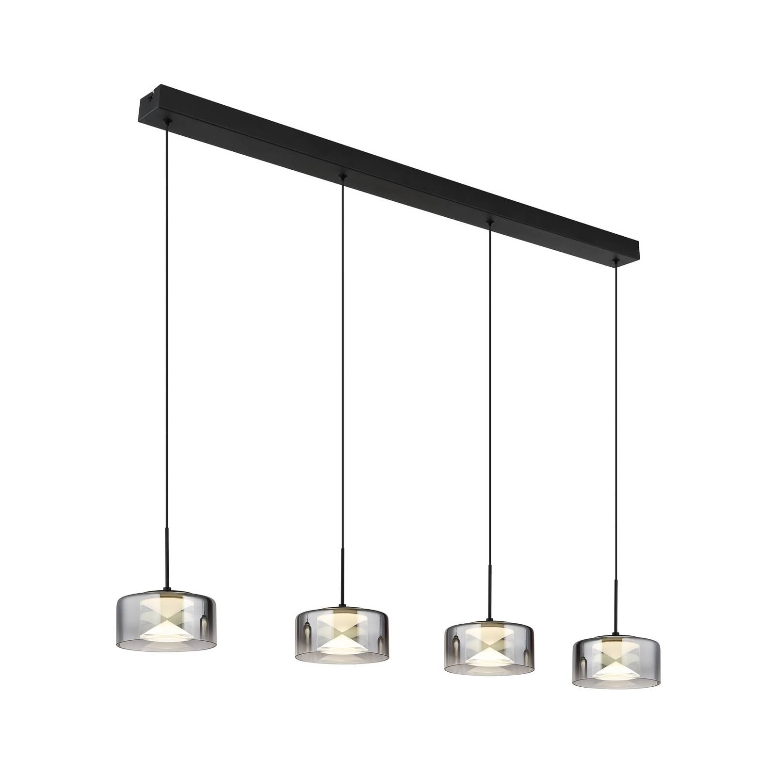LED-Hängeleuchte Belinda, Länge 105 cm, rauchgrau, 4-flg.