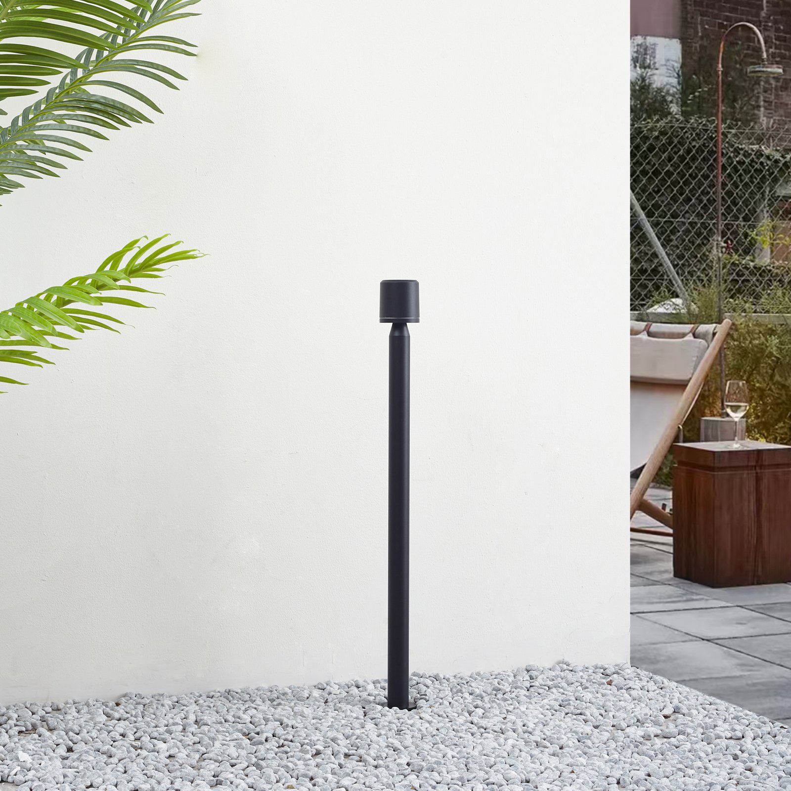 Lindby LED pathway light Amila, preto, alumínio, IP54