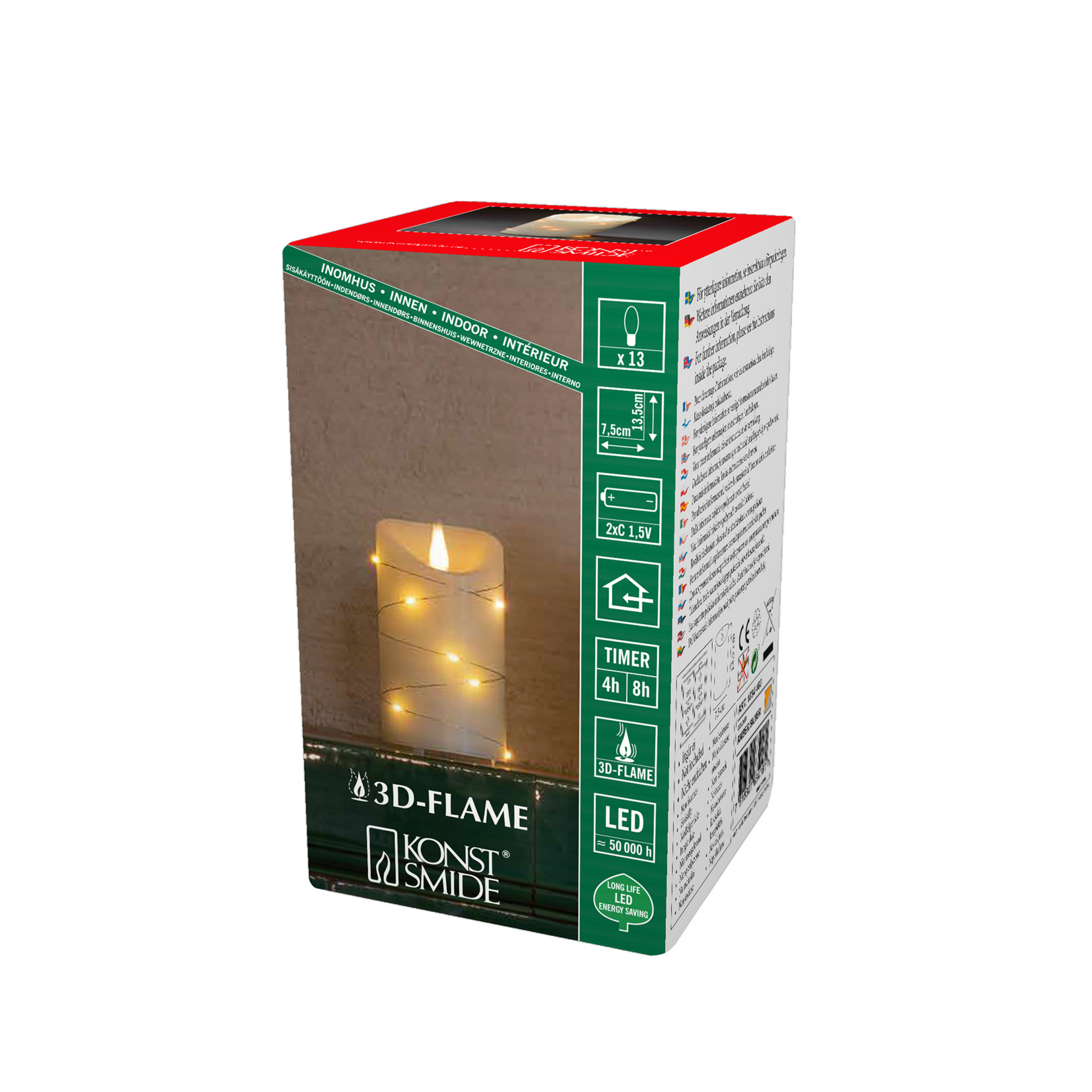 LED-Wachskerze creme Lichtfarbe Bernstein Höhe13cm