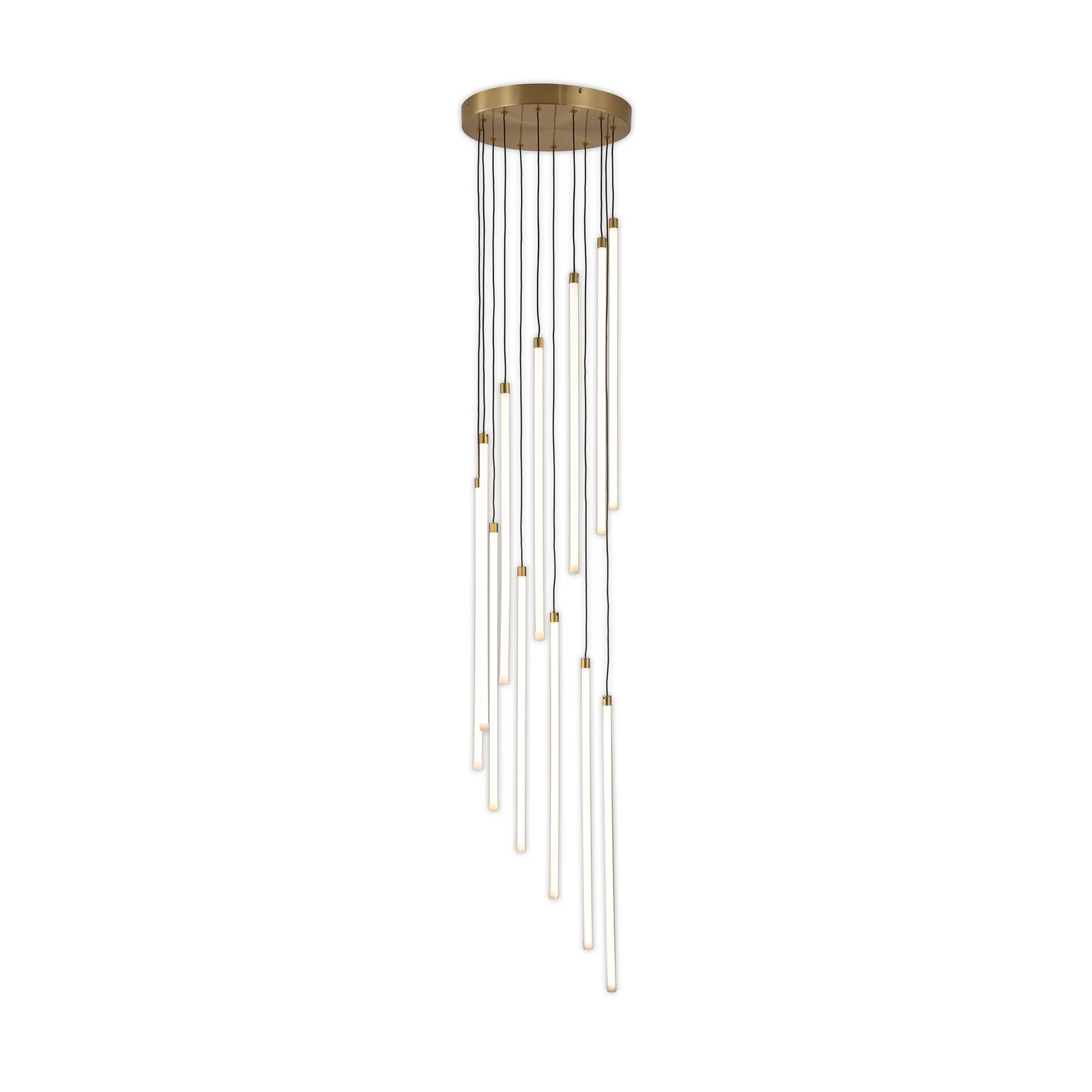 Suspension LED Flare, couleur laiton, Ø 35 cm, CCT, à 12 lampes.