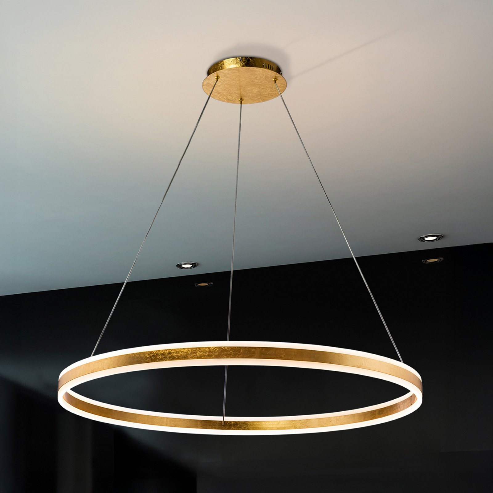 Helia LED piekaramais gaismeklis, zelta krāsā, Ø 100 cm, metāls