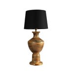 Tischleuchte Alma, schwarz/braun, Höhe 69 cm, Holz/Stoff