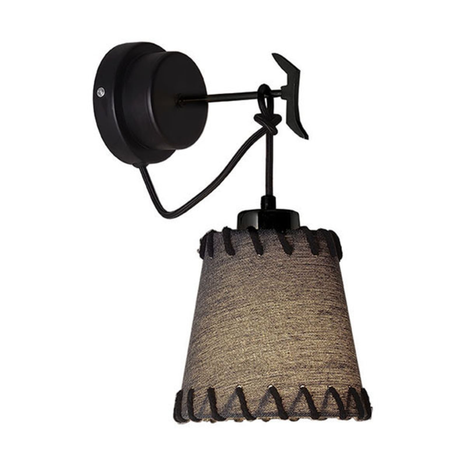 Viokef Timor wall light, fabric, black, for Living / Dining Room, fabric, steel, E27, 60 W, energy efficiency: A++, W: 15 cm, H: 35 cm