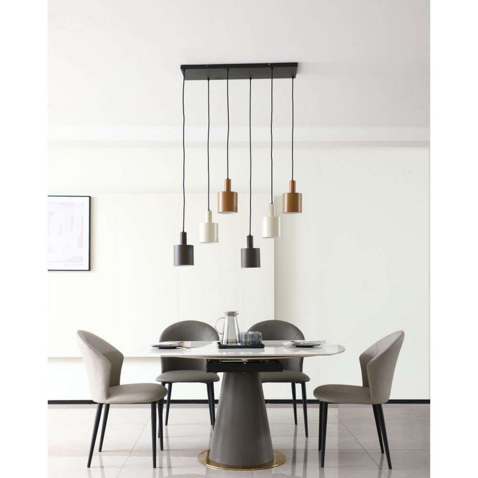 Ovelia 6 Lustră Pendul Black/Brown/Beige - Lindby