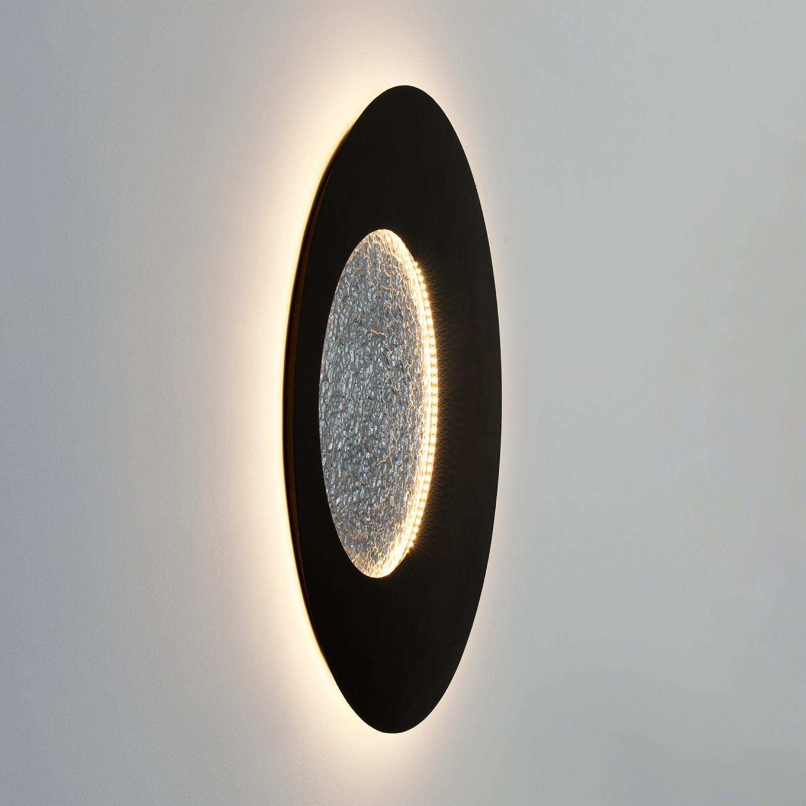 LED-seinavalgusti LUNA GIGANTE XL, must/hõbedane, Ø 100 cm, hämardatav