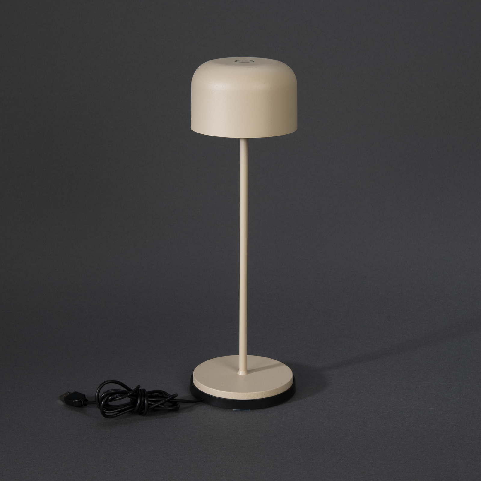 LED tafellamp Lille, hoogte 36 cm, zandkleurig, IP54, USB