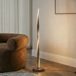 Lampadaire LED Lindby Jaren, noir/marron, 114 cm, CCT