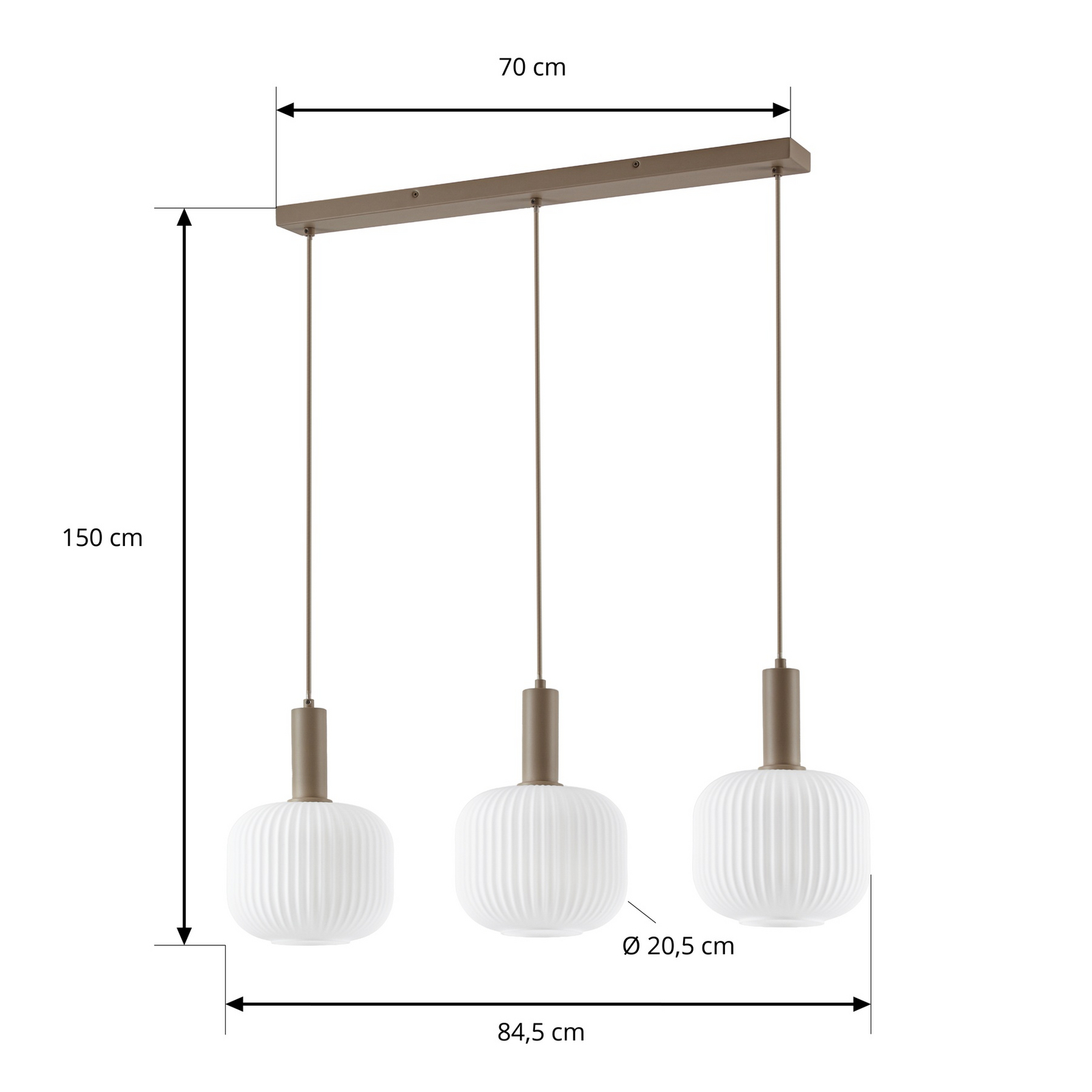 Evey Hängelampe, Länge 80 cm, 3-flg, weiß/beige, Glas - NOLA Evey Hängelampe, Länge 80 cm, 3-flg, weiß/beige, Glas - NOLA