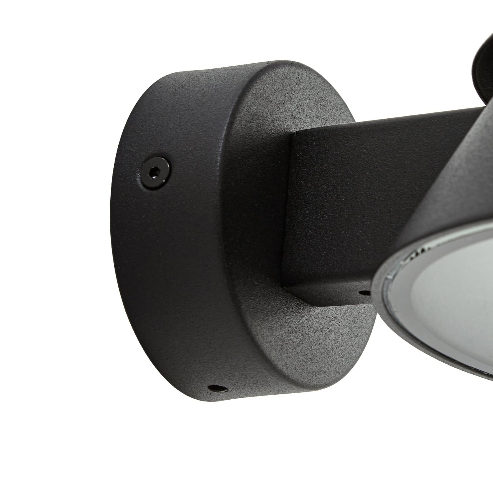 Moena LED-utomhusvägglampa, IP44, aluminium, glas, svart – Lucande