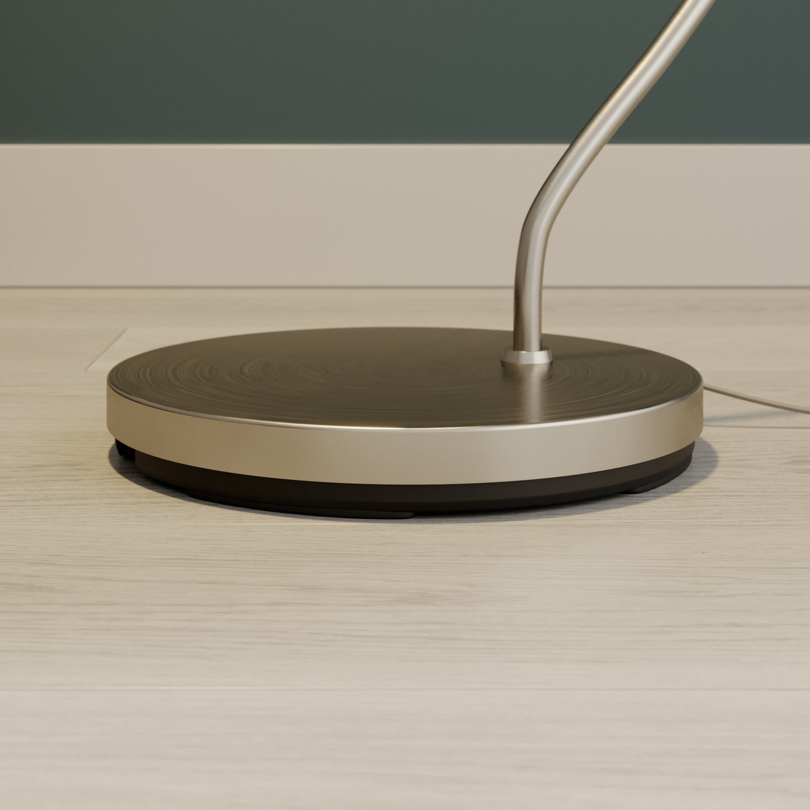 Lindby Zara LED arc lamp with a foot dimmer Lights.ie