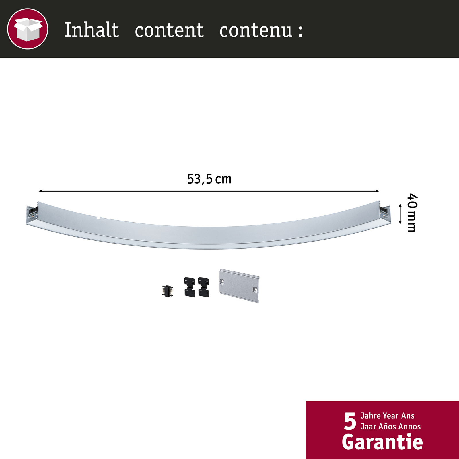 Barra luminosa a LED Paulmann Linion, cromata, curva a 90°, 3.000 K