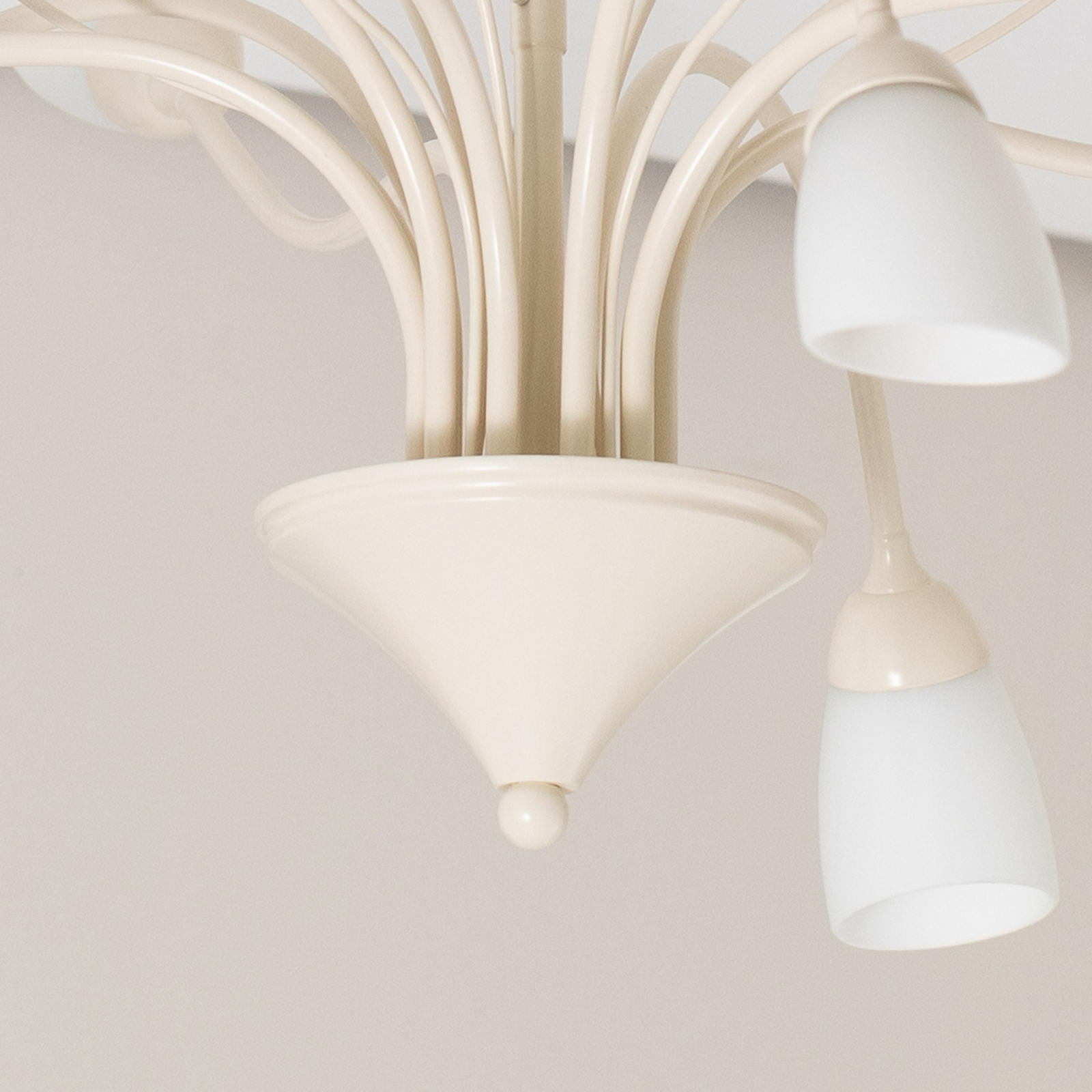 Plafonnier Gloriosa, verre, crème, à 10 lampes