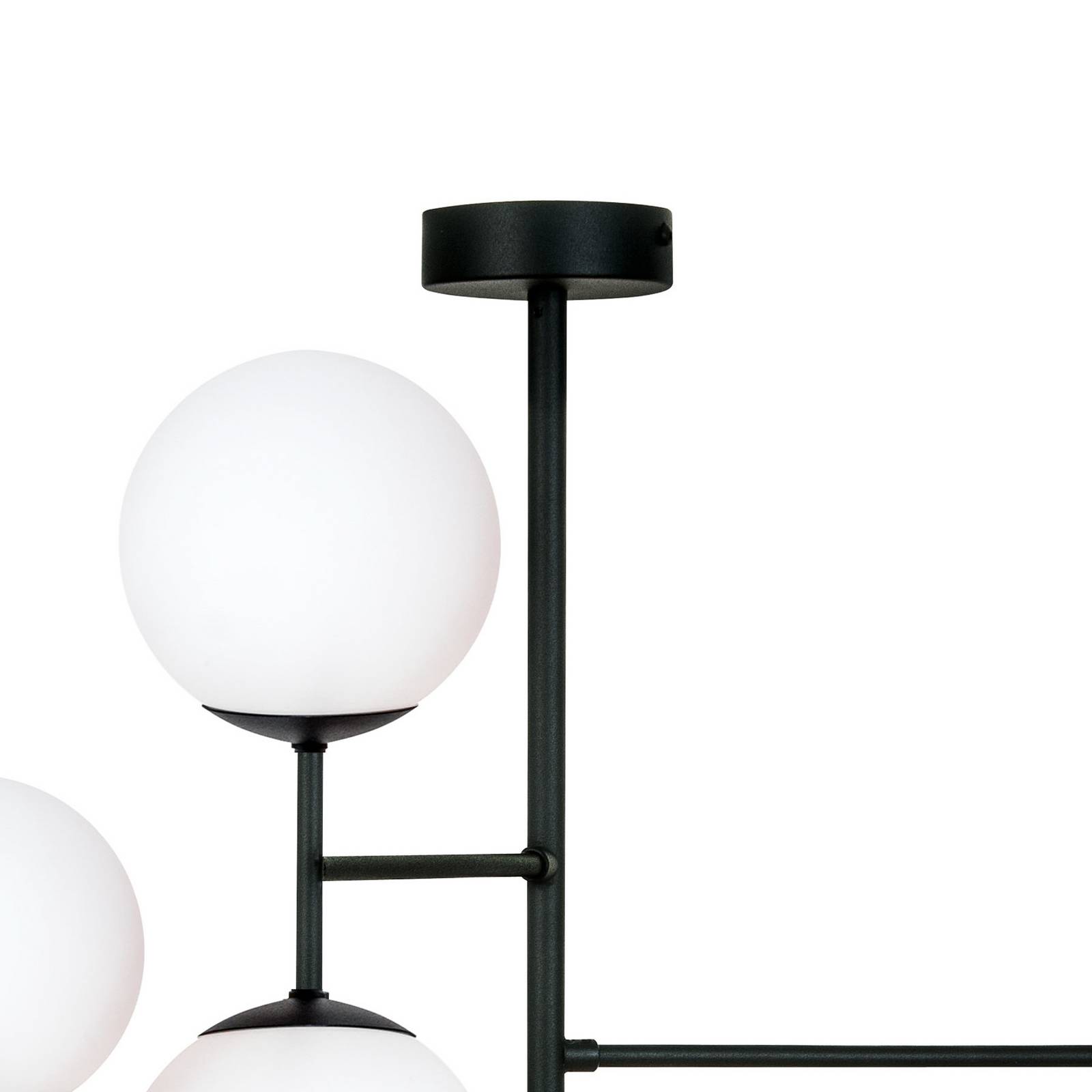 Deckenlampe Korek, schwarz/weiß, Glas, 75 cm, 7-flg., E14 günstig online kaufen